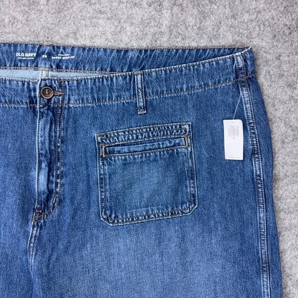 Old Navy Jeans Womens‎ 26 Blue High-Rise Baggy Wide Leg Drapey Denim Pockets NEW - Picture 3 of 11